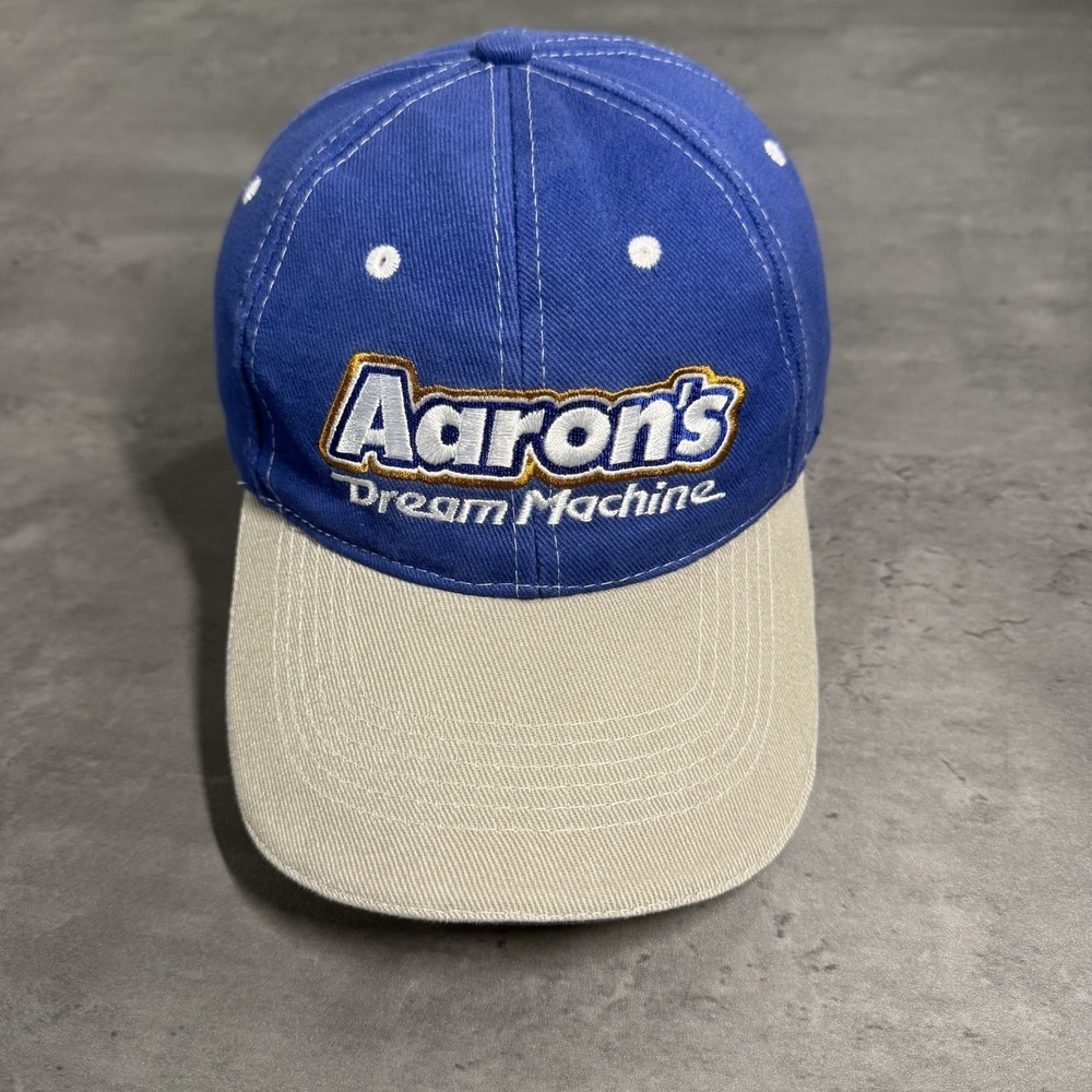 Vintage Aaron's Furniture Store Hat Gray Blue Employee Promo Advertisment Cap